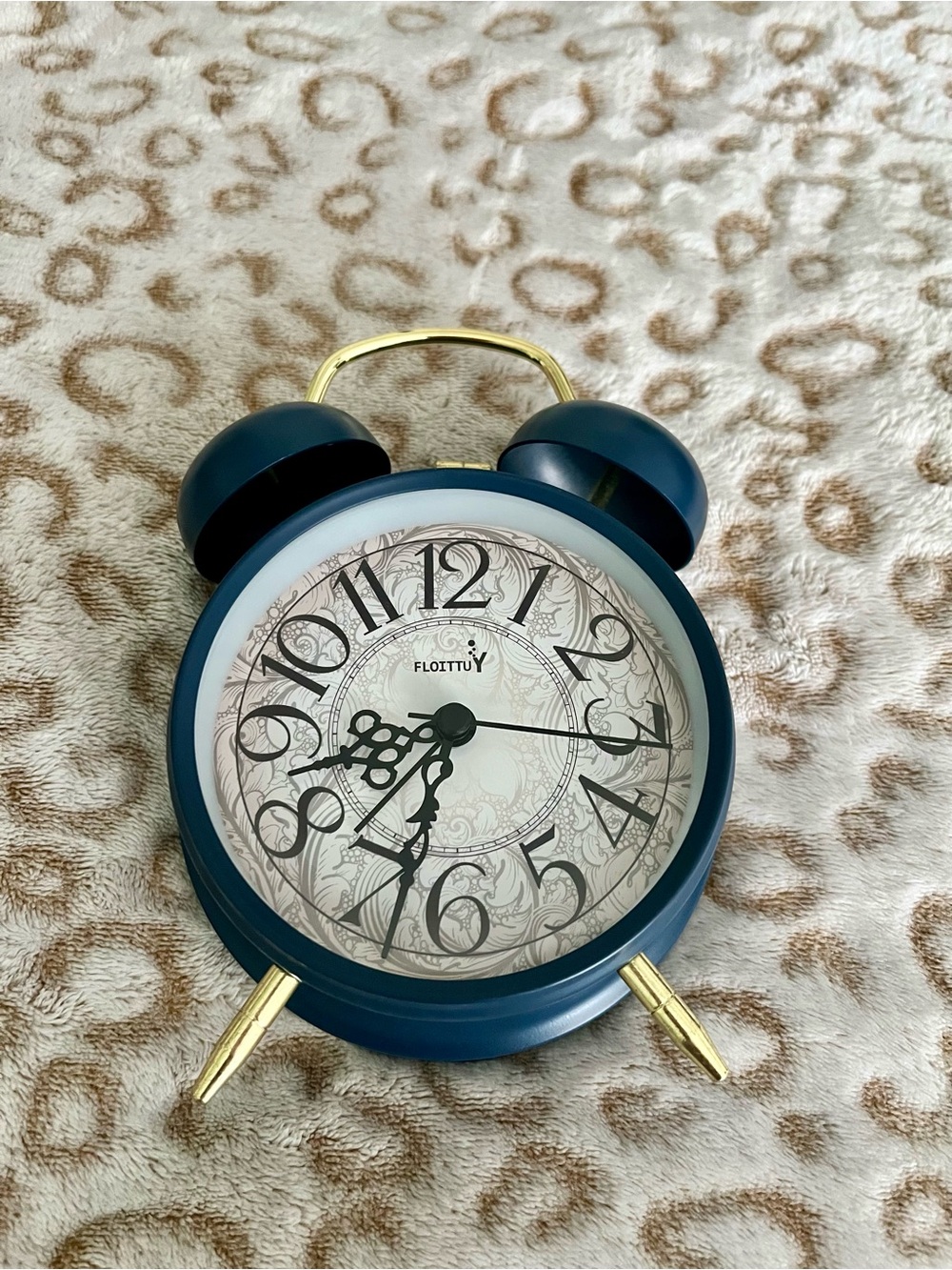 Target Blue Twin Bell Wall Clock with Gold Accents